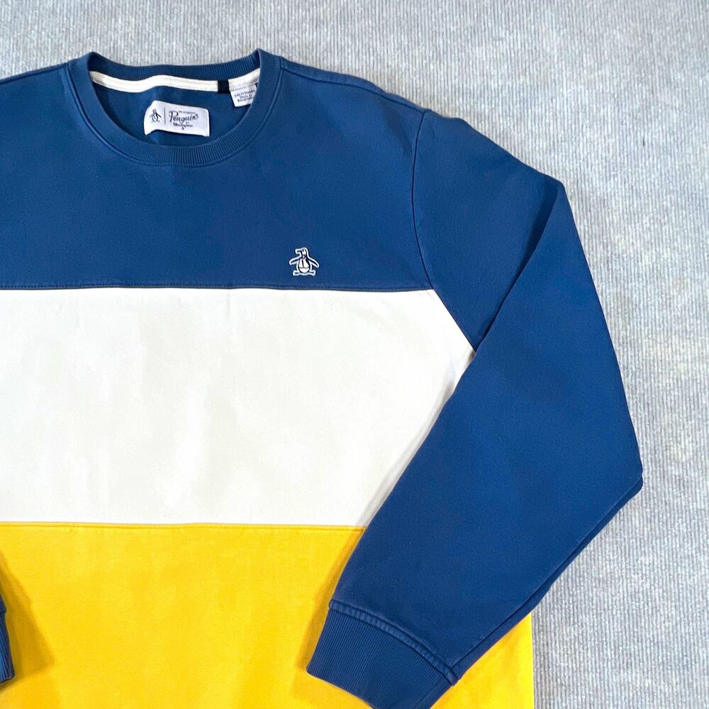 VTG Original Penguin Men's XXL Crewneck Pullover Sweatshirt Blue/White/Yellow